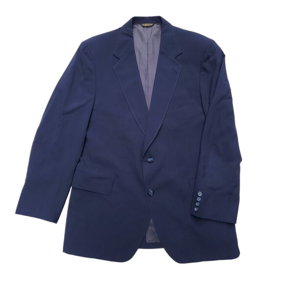 Vintage Adams Row Blue Blazer Jacket Sport Coat Polyester Fits a 42R - Picture 1 of 8